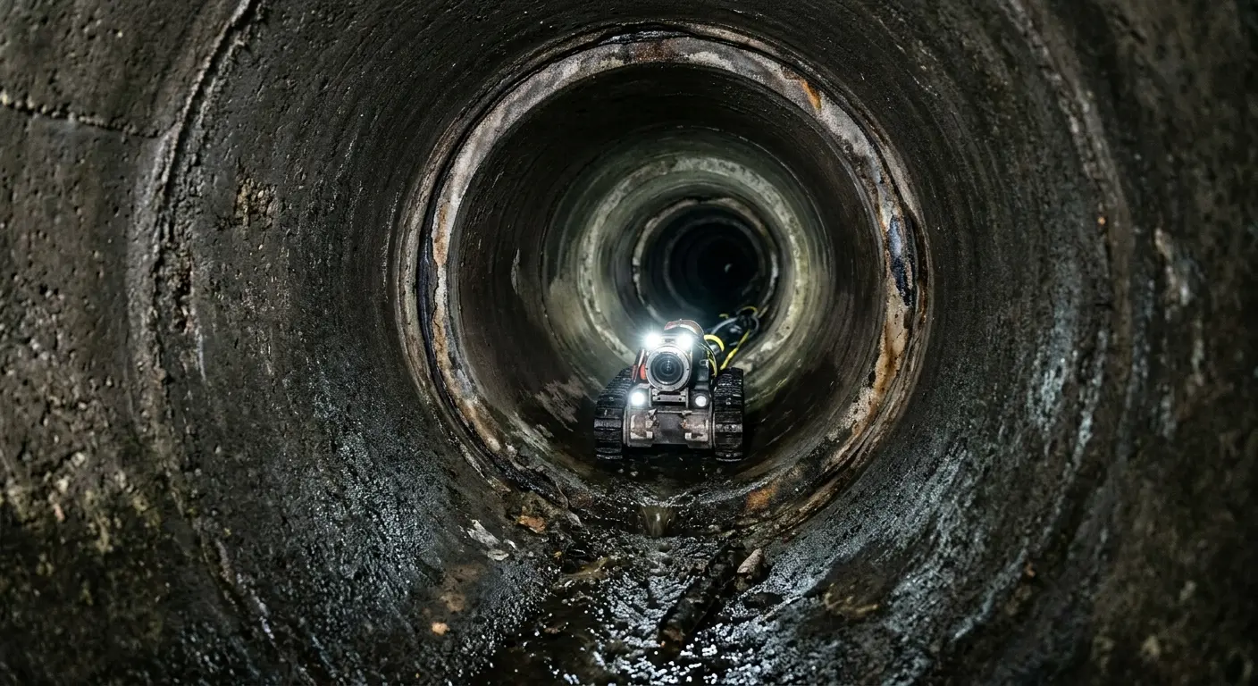 Robotic sewer camera inspecting pipe interior for Sewer Line Repair in Painesville